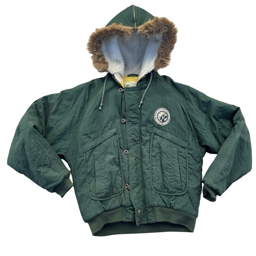 Vintage Eagles Ridge Green Hooded Winter Coat Jacket Transatlantique Maritime LN